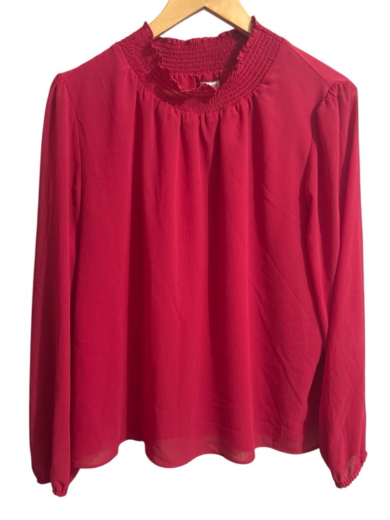 J. Crew Tops - J. Crew Pink Sheer Sleeve Smock Neck Blouse